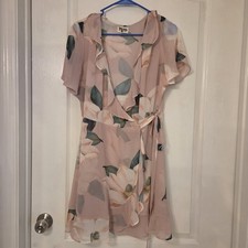 SHOW ME YOUR MUMU women's size L Large semi sheer floral mini wrap dress