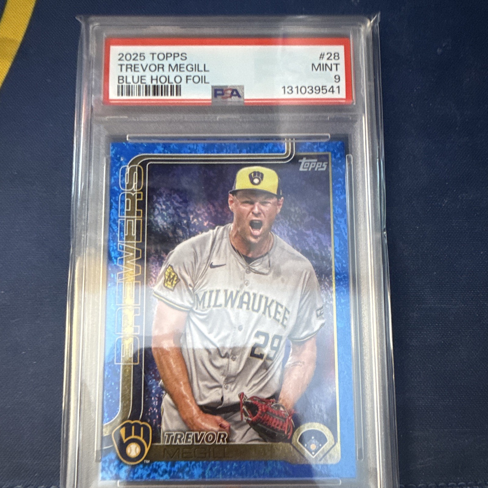 2025 Topps Series 1 - Blue Holofoil Trevor Megill #28 036/150 Brewers PSA 9 (RC)