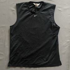 Vintage 2000s Nike Blank Tank Top Jersey Mens Size Large Black Mesh Dri Fit Y2k