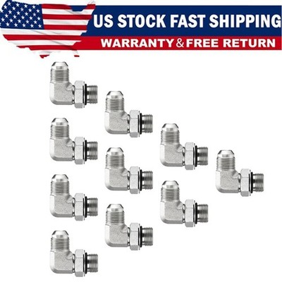 10 Pack 90 Degree Elbow Hydraulic Hose Fittings: 1/2'' JIC 37° Male x #8 SAE/ORB
