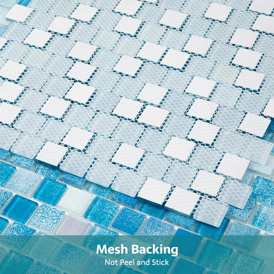 Azulejo de mosaico de vidrio, salpicadero de mosaico de vidrio para piscina 12 x 12 pulgadas para caca de natación... Foto 4 de 4