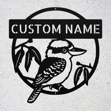 Custom Kookaburra Metal Sign Personalized Bird Wall Art Nature Lover Decor Gift