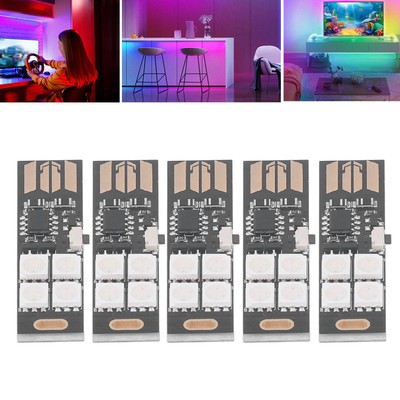 5Pcs Super Mini USB Licht Dünne Ultra Slim Multi Farbwechsel 7 Farben RGB