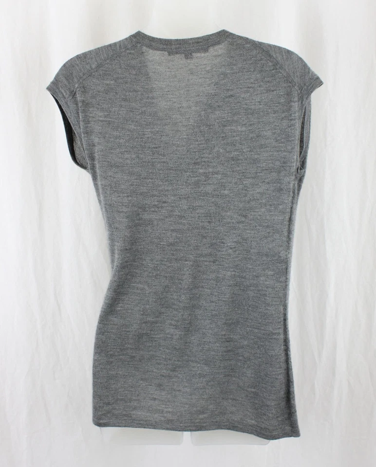 Подлинная серая кашемировая шелковая вязаная рубашка Derek Lam с драпированным вырезом без рукавов размер S - Изображение 2 из 4