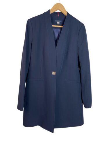Tommy Hilfiger Women's One Button Longline Blazer Navy Size 12 - 第 1/16 張圖片