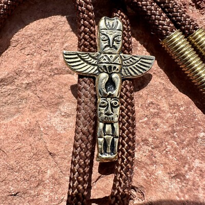 Vintage Western Gold Totem Pole Bolo Tie