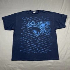 Vintage Bass Fishing All Over Print Lures Tackle Men's Size XXL 2XL Graphic Tee