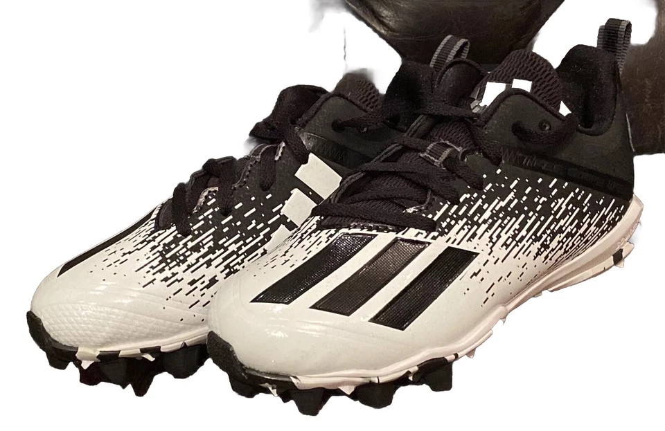 ADIDAS FOOTBALL CLEATS 3 LITTLE BOYS BLACK WHITE MOLDED KIDS YOUTH - Image 4 of 4