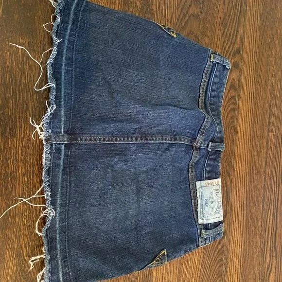 Falda vaquera Ralph Lauren para niñas/adolescentes talla 16 azul -- dobladillo deshilachado y bolsillos Foto 4 de 4