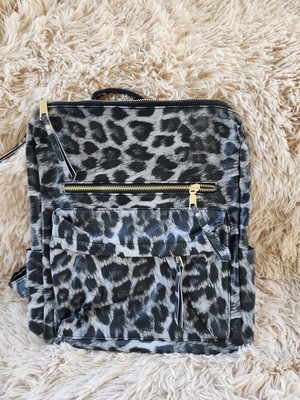 Leoprad Back Pack Purse Ocelot Black And Gray