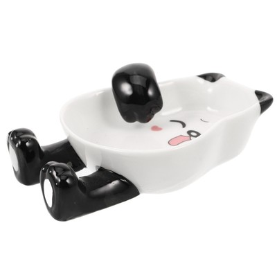  Cartoon Panda Form Dipping Sauce Platte Keramik Dual-use-Stäbchen Stehen Löffel