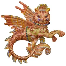 KIRKS FOLLY MAGICAL MERCAT PIN / PENDANT goldtone  Mermaid Cat