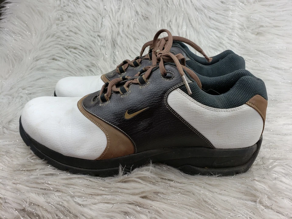Zapatos de golf NIKE 309894-121 blancos negros marrones talla 12/46 Foto 2 de 4