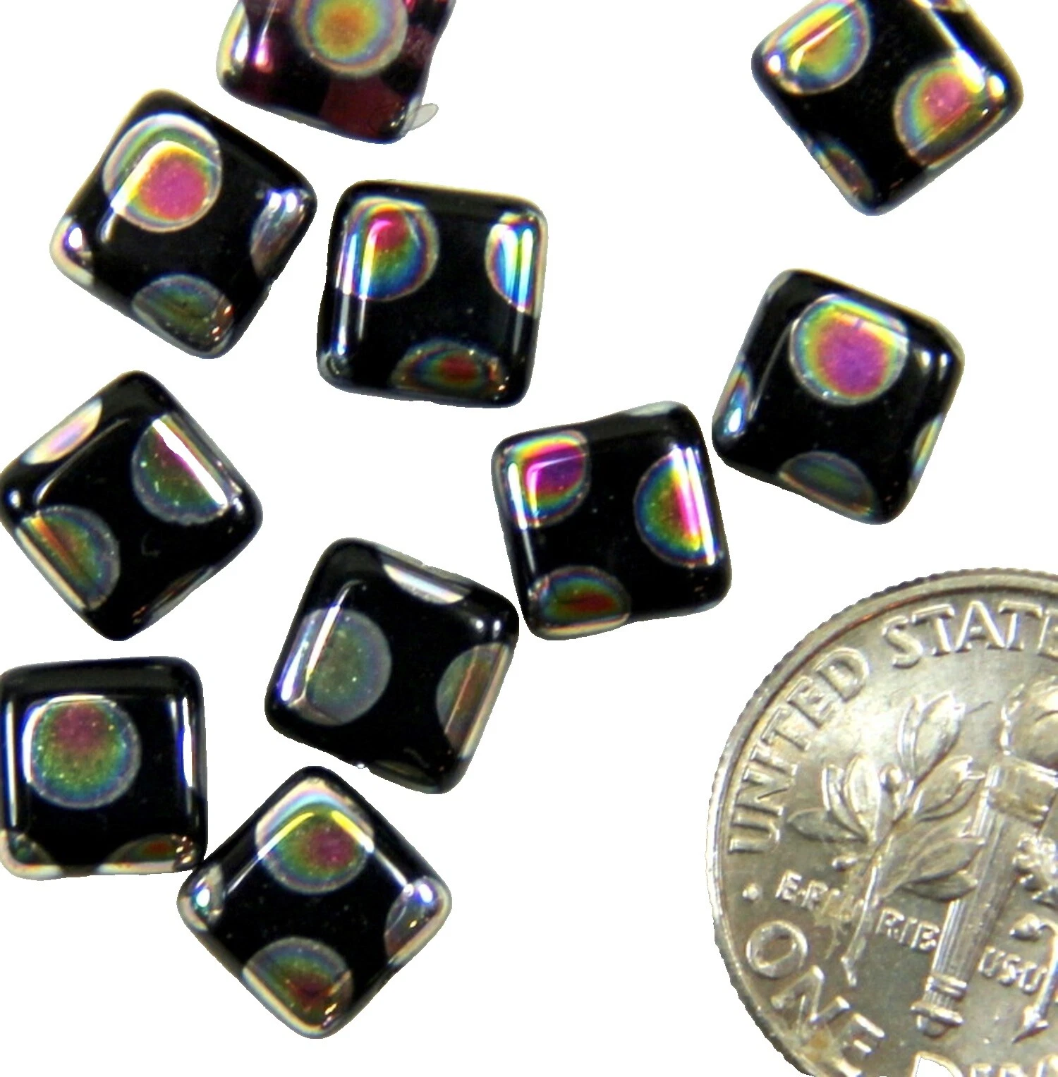 Glass Square Black Jewelry Making Beads