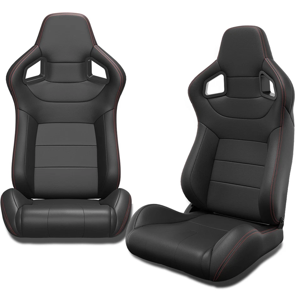 2 Pcs Universal Racing Seats with Sliders, Pair of Bucket Seats for Dodge Cars Foto 2 de 4