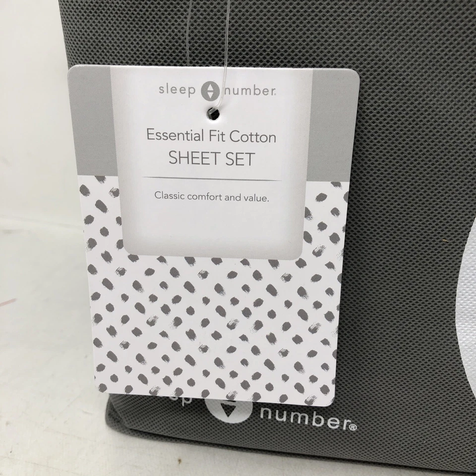 SLEEP NUMBER  ESSENTIAL FIT COTTON SHEET SET LIGHT GRAY DOT SPLIT EASTERN KING - Image 3 of 4