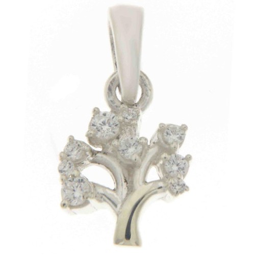 Kinder Frauen Lebensbaum Anhänger Kette mit weißen Zirkonia aus Echt Silber 925 - Bild 3 von 6