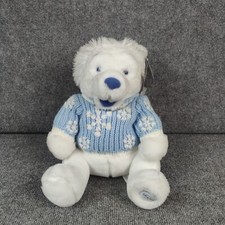 Winnie the Pooh Plush White Blue Winter Snowflake Sweater New Disney Store 13"