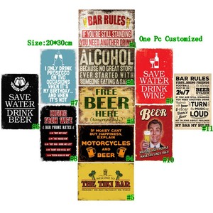 Bar Rules Retro Plate Vintage Metal Tin Signs Bbq Rules Art Wall