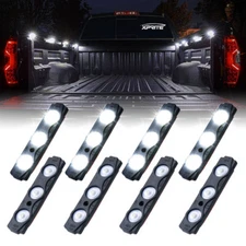 Xprite 8 Pods White LED Rock Lights Kit Car Truck Bed Lighting Neon Light Strips