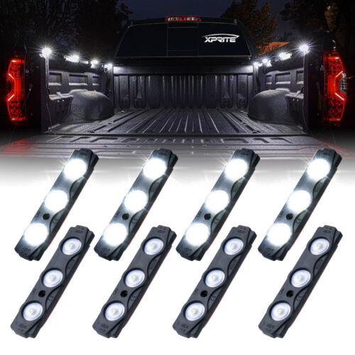 Xprite 8 Pods White LED Rock Lights Kit Car Truck Bed Lighting Neon Light Strips - Picture 1 of 7