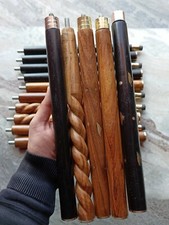 Set of 5 PCs 3 Fold Brown Wooden Walking Stick Cane For Head Handle Only Shaft