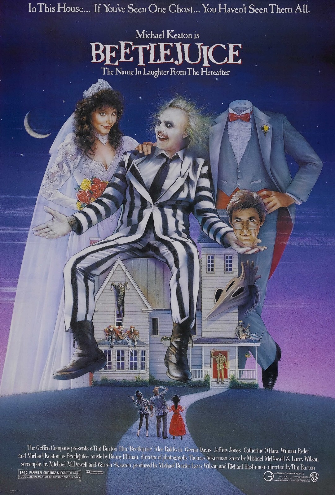 1988 Beetlejuice Movie Poster 11X17 Michael Keaton Winona Ryder Alec Baldwin 🍿