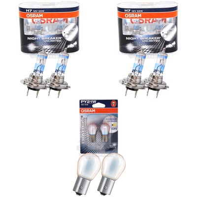 OSRAM SET 2x H7+H7+PY21W Night Breaker UNLIMITED +110% / Diadem Chrome 56Y