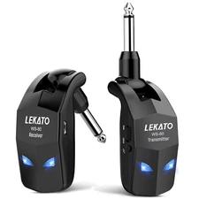 LEKATO 2.4G Wireless Guitar Transmitter Receiver System 4 Channel Rechargeable