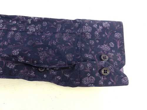 Guide London Men's Long Sleeve Buttoned Floral Collar Shirt Purple Size M - Picture 7 of 12