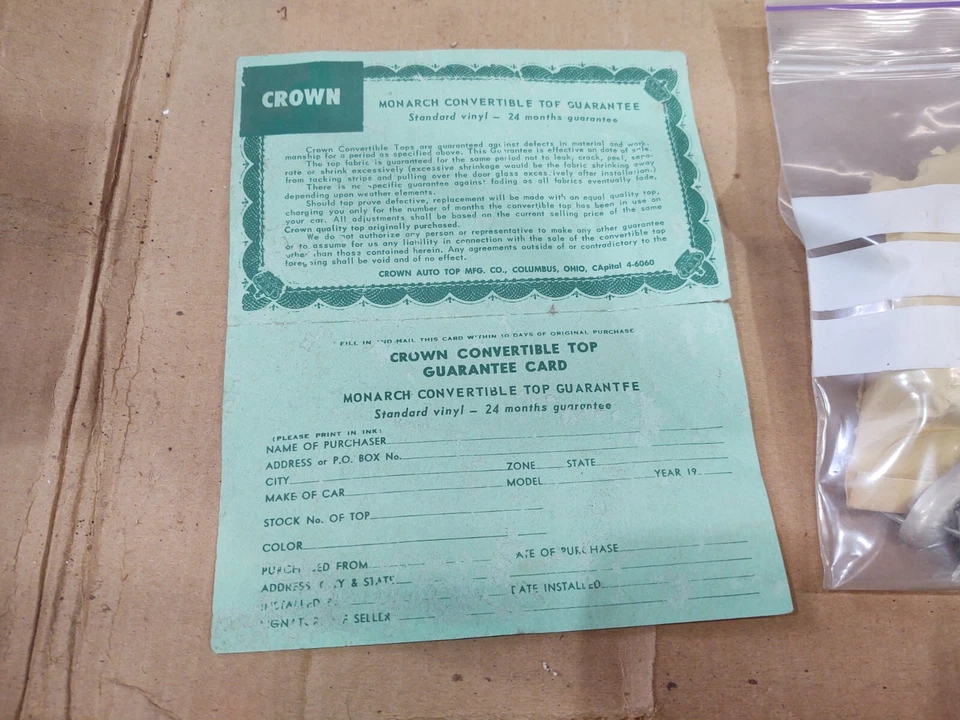 GM 50 51 52 Chevy Pontiac Olds Convertible Cortina Superior Deluxe Vinilo + Ventana Foto 4 de 4