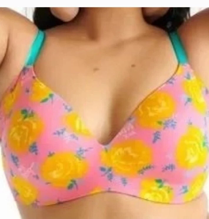 Sujetador inalámbrico Betsey Johnson X Knix rosa ala floral mujer talla 5 contorno nuevo con etiquetas #CB3 Foto 2 de 4