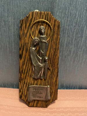 Made in Italy Pewter Holy Family Wood Bless this House Wall Plaque 6.25 ...