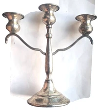 lehman Brothers 1970’s Elegant Silver-Plated Candelabra 10”H Candlesticks 3 Arm
