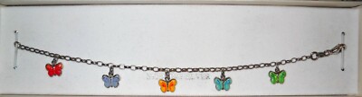 CHARTER CLUB STERLINGSILBER 7'' ARMBAND mit SCHMETTERLING CHARMS NEUER ALTER BESTAND