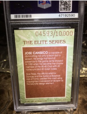 1991 Donruss The Elite Series #3 Jose Canseco PSA 8 /10000