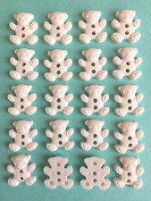 Teddy bear buttons white 16mm baby knits and sewing packs of 10 20 50 and 100