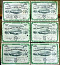 CERTIFICATI AZIONARI THE PITTSBURGH AND LAKE ERIE RAIL ROAD Co. ( 6 pz )