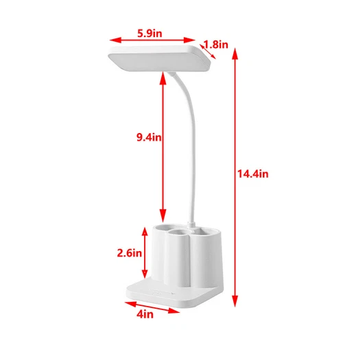 Dimmable LED Desk Light Touch Sensor Table Bedside Reading Lamp USB Rechargeable - Picture 12 of 15