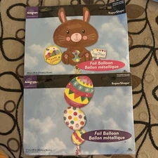 2 Two Easter Bunny Eggs Super Shape Anagram Brand Foil Balloons