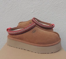 UGG TAZZ CHESTNUT SUEDE PLATFORM SLIPPERS SHOES, WOMEN US 12/ EUR 43 ~NIB