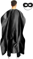 Adult Superhero Cape and Mask for Man Woman - Halloween Vampire Black 