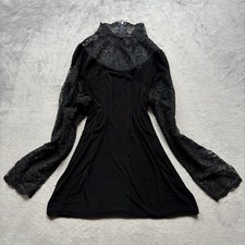 Vintage Womens Black Blouse Mixed Media