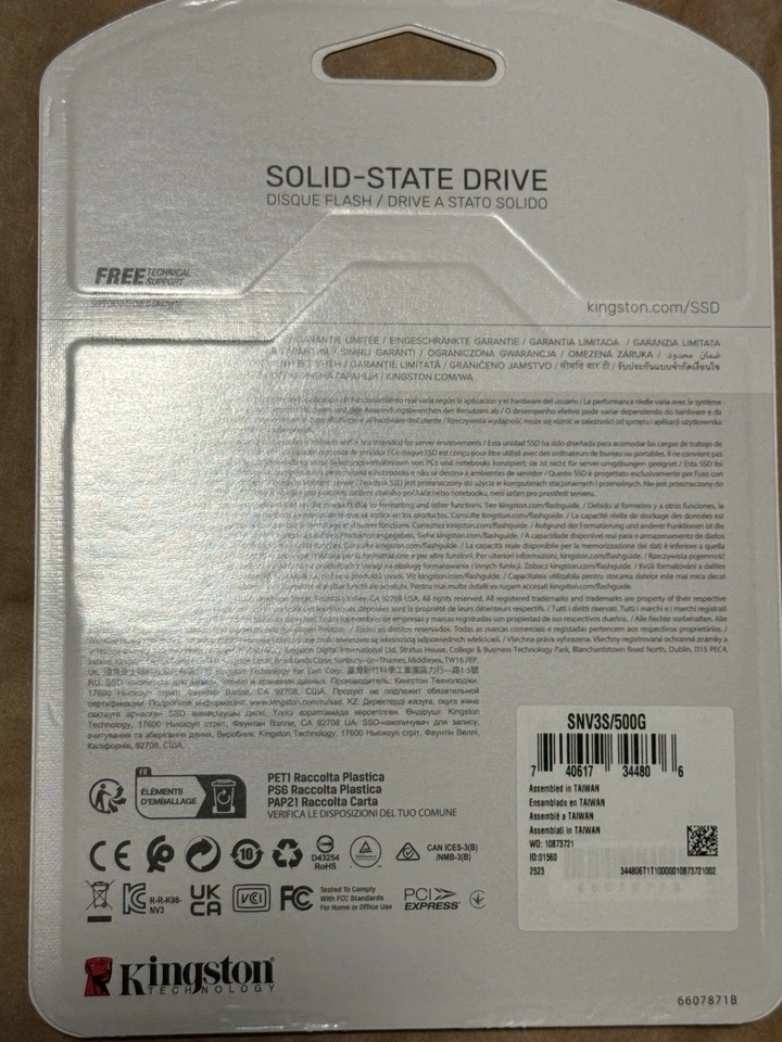Kingston NV3 M.2 2280 500GB 4.0 NVMe Internal Solid State Drive SSD NEW SEALED - Image 2 of 3