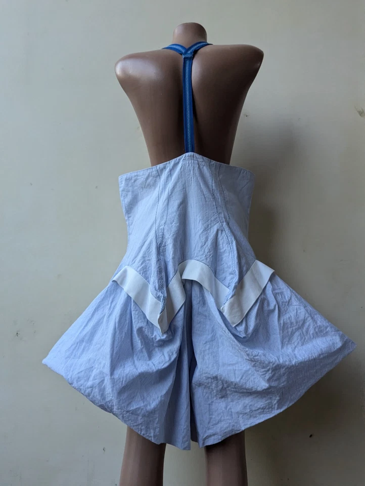 Le jean de Marithe Francois Girbaud culotte shorts chic avant garde blue striped - Image 4 of 4