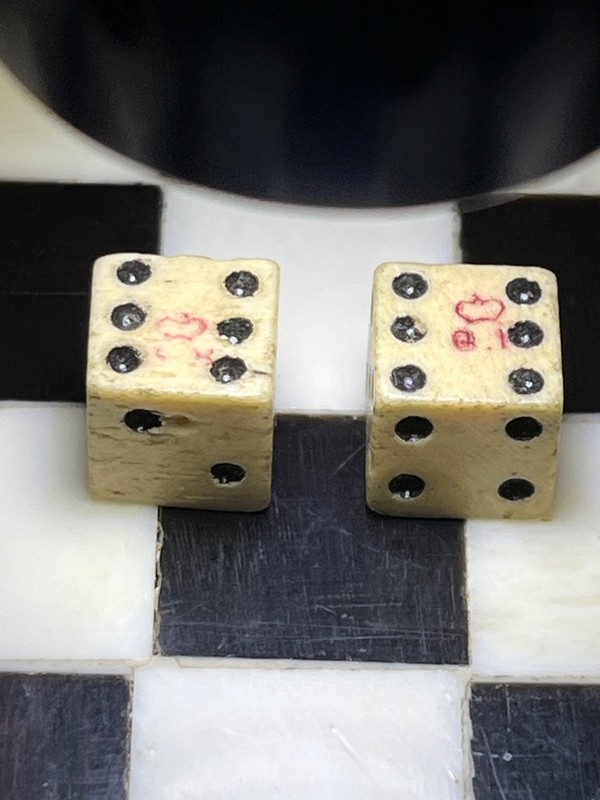 Revolutionary war King G. Rex III taxed dice pair 021125@