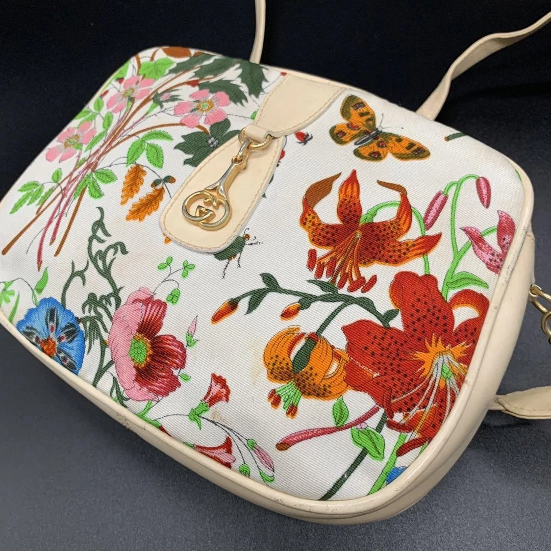 Sac bandoulière GUCCI Horsebit Floral Quincaillerie Dorée motif floral OCCASION