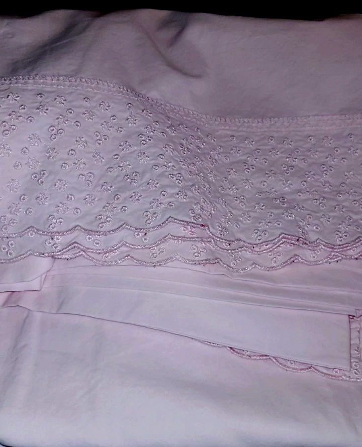 Sábana plana SIMPLY SHABBY CHIC KING bordada algodón rosa cabaña Foto 3 de 4