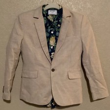 H M Boys Blazer 10 Beige Linen Blend Sport Coat  Floral Shirt 10-12