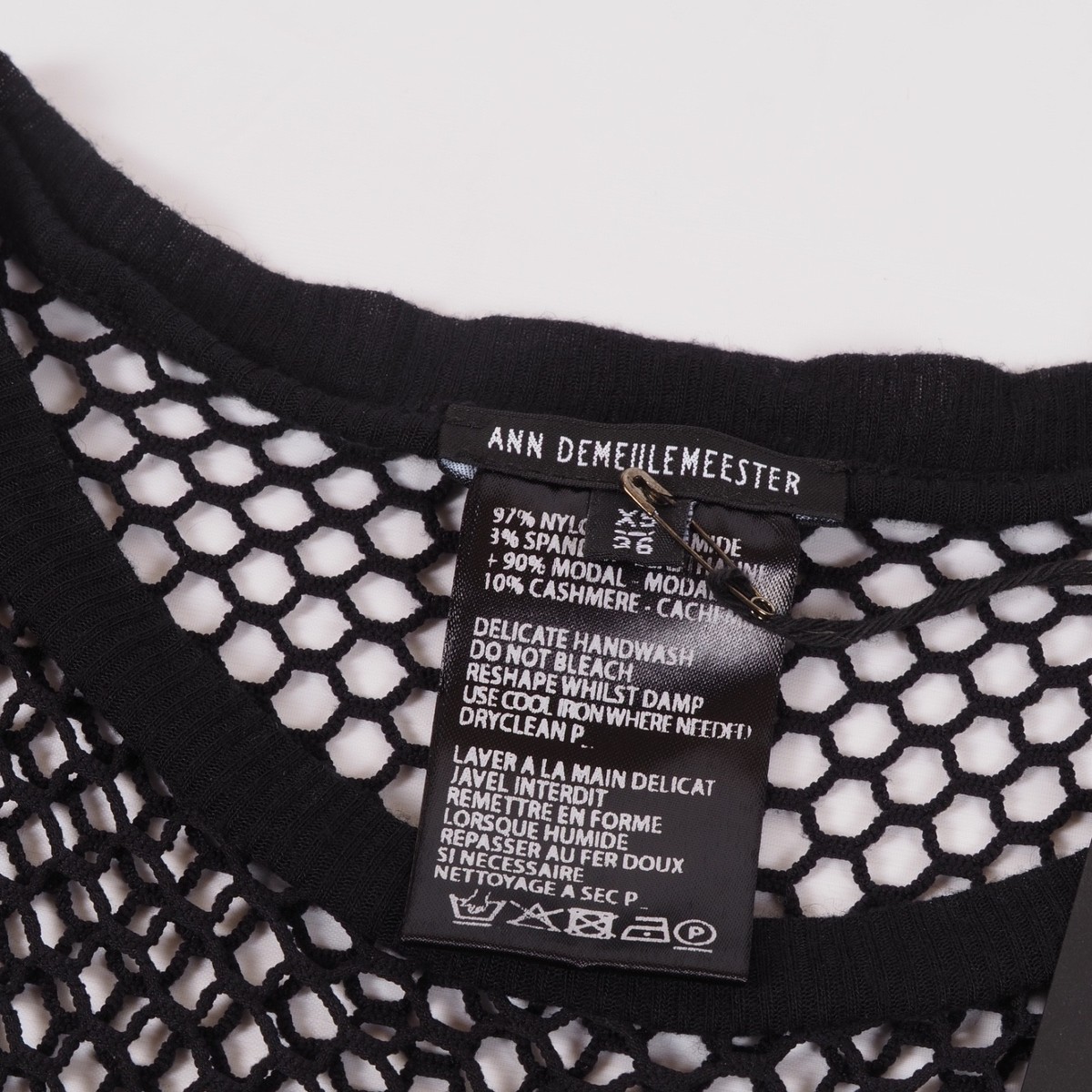 Ann Demeulemeester Women's Black Fishnet Mesh Sleeveless Top Size